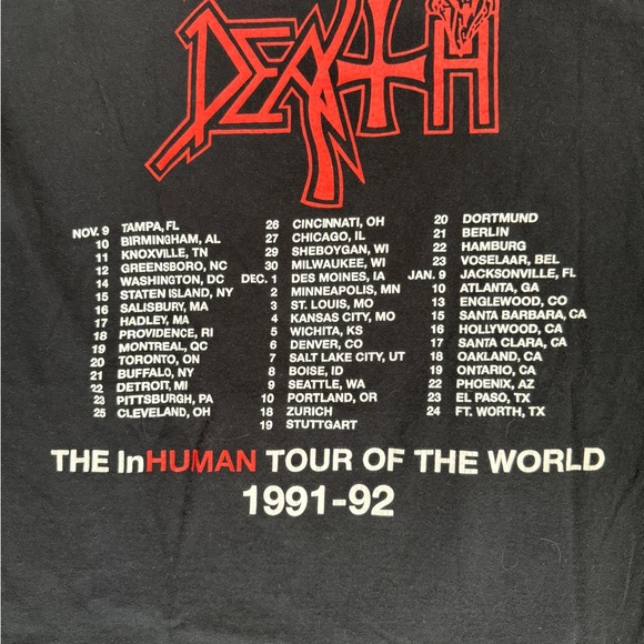 Vintage Death Band Tee | 1991–92 Inhuman Tour - Picture 4 of 4
